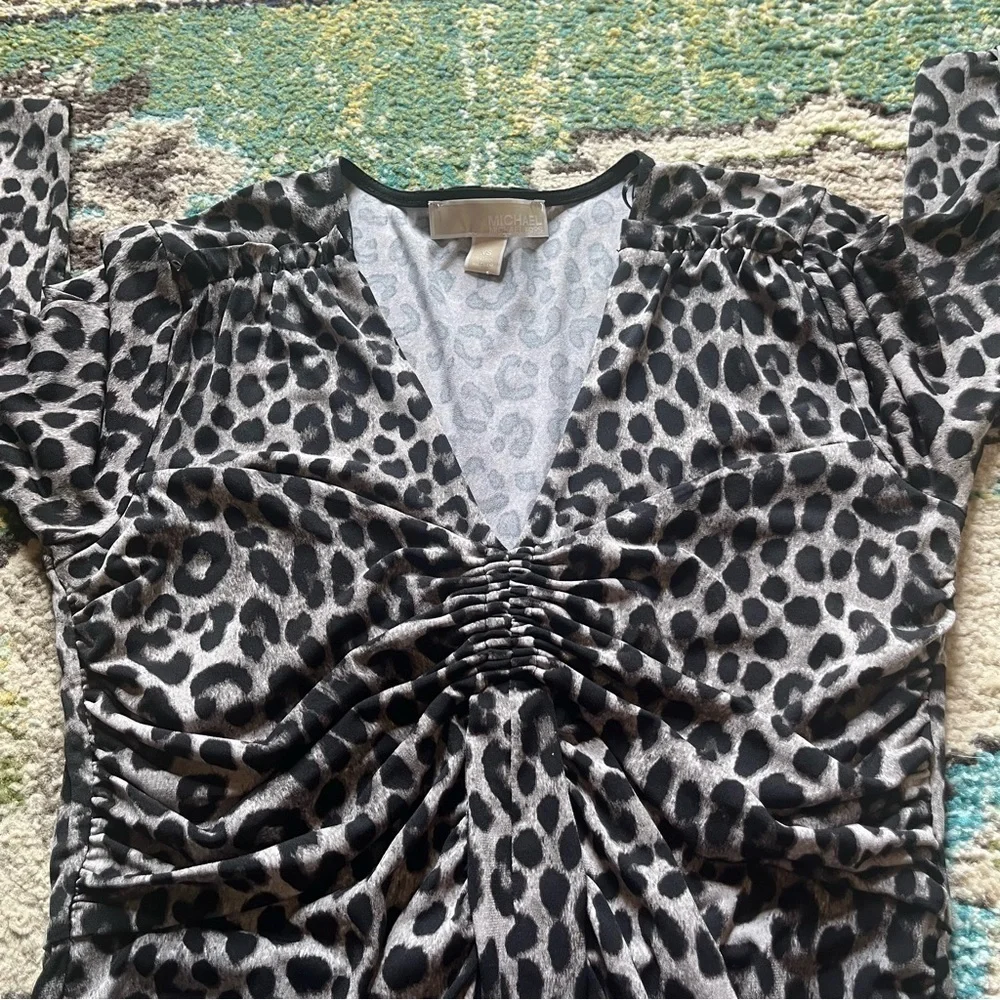 Michael Kors Cheetah pattern long sleeve cinched dress